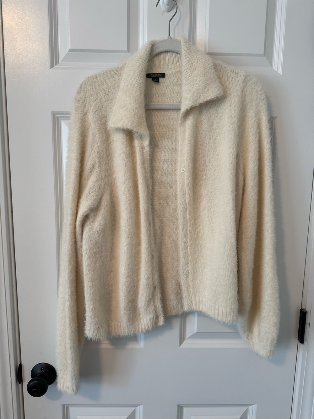 wild fable Cream Fuzzy Button-Front Teddy Jacket